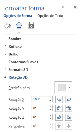 Rotação X no separador Efeitos