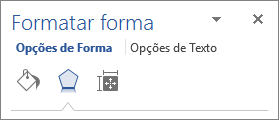 Separador Efeitos no painel Formatar Forma