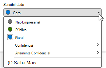 Menu da barra de sensibilidade