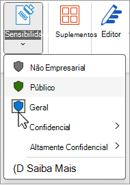 Menu Etiquetas de Confidencialidade