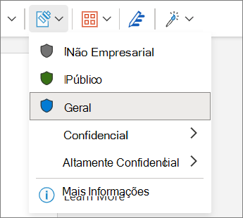 Menu do rótulo de confidencialidade