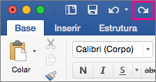 O comando Refazer está realçado no friso.