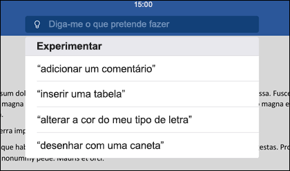 Utilize linguagem natural para dizer o que pretende fazer à ferramenta Diga-me.