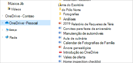 Explorador de Ficheiros aberta com OneDrive-Personal selecionada