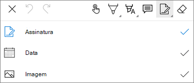 Menu Texto de marcação em PDF do OneDrive para Android