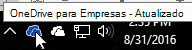 Captura de ecrã a mostrar o cursor a passar sobre o ícone azul do OneDrive, com o texto OneDrive para Empresas.
