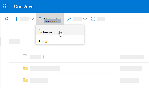 Captura de ecrã a mostrar o botão Carregar selecionado