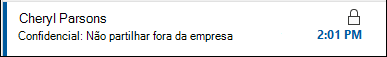 Uma mensagem com permissões restritas terá um ícone de bloqueio apresentado na lista de mensagens.