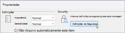 Selecione Definições de segurança