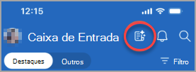 Mostra o ícone à esquerda do sino de notificação, que mostra e-mails ou e-mails de alta prioridade que precisam de uma resposta.