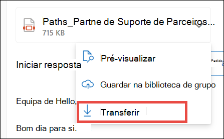 Transferir anexo para o Novo Outlook