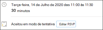 A editar RSVP a partir do evento.