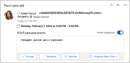 Menu RSVP a partir de e-mails.