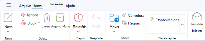 O friso no novo Outlook para Windows