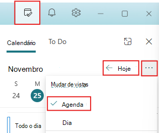 Definir o painel O Meu Dia como Hoje e Vista de Agenda