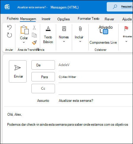 Nova Mensagem no Outlook