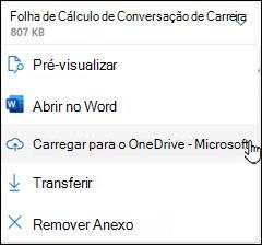 novo carregamento do Outlook para a janela do OneDrive