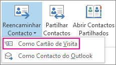 Reencaminhar um contacto como uma cartão de visita