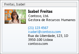 VCard de um contacto