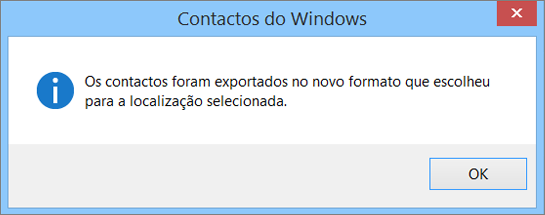 Verá uma mensagem final a indicar que os seus contactos foram exportados para um ficheiro csv.