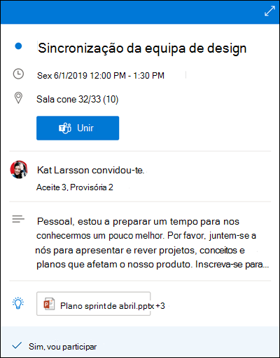 Calendar Pré-visualizar para Outlook para a Web.