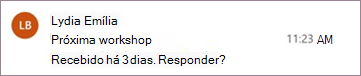 Lembrete de mensagem para o Outlook