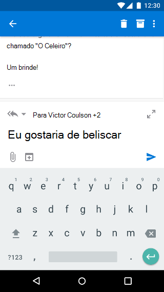 Compor um e-mail no Outlook Mobile