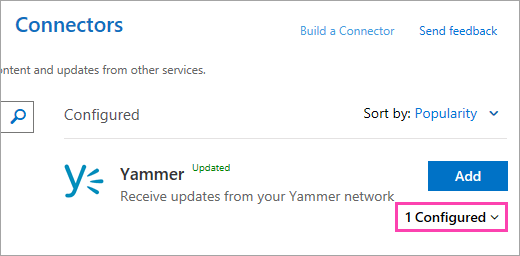 Uma captura de ecrã a mostrar o botão Configurado