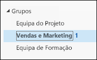 Grupos na barra de Navegação esquerda