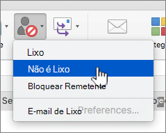 Marcar mensagem como não sendo uma seleção de lixo