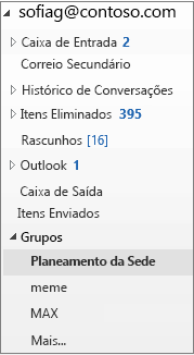 Selecione um grupo no Painel de Navegação esquerdo