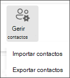Selecione importar contatos no menu Gerir