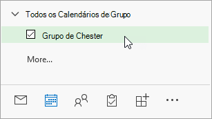Uma captura de ecrã de Todos os Calendários de Grupo no painel de navegação