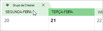 Uma captura de ecrã de um calendário de grupo na vista de calendário