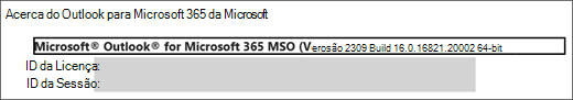Captura de ecrã a mostrar o nome do produto, a sua versão em execução e se a versão de 32 ou 64 bits.