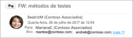 Ver destinatários Bcc na pasta Enviados