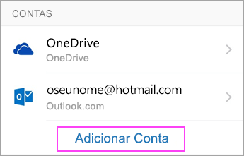 Toque em Adicionar Conta