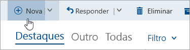 Uma captura de ecrã do botão Escrever uma nova mensagem