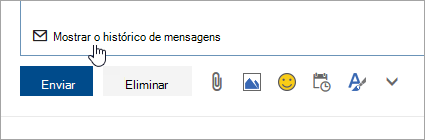 Uma captura de ecrã do botão Mostrar histórico de mensagens.