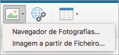 A mostrar as opções de inserção de imagens na assinatura