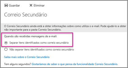 Ativar o Correio Secundário