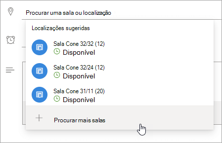 Uma captura de ecrã do menu Localizações sugeridas