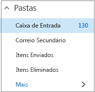 Captura de ecrã que mostra as pastas de correio predefinidas nos Favoritos.