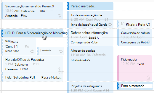 Calendar a mostrar retenções para um inquérito de agendamento