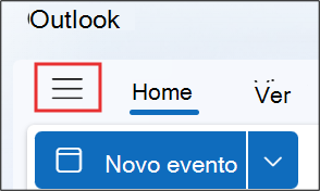 Captura de ecrã a mostrar o que fazer se não vir Adicionar calendário no outlook.com