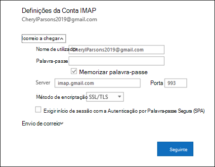 Selecione Definições do Servidor para alterar o nome de utilizador, a palavra-passe e as definições do servidor.