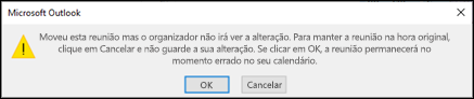 Não pode alterar uma reunião para a qual foi convidado.