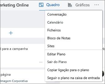 Clique nos três pontos para obter uma lista completa de ferramentas para o Planner