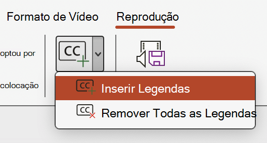 Insira legendas para um vídeo no PowerPoint.