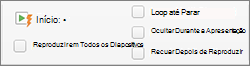 Opções de áudio à direita do separador Formatação de Áudio